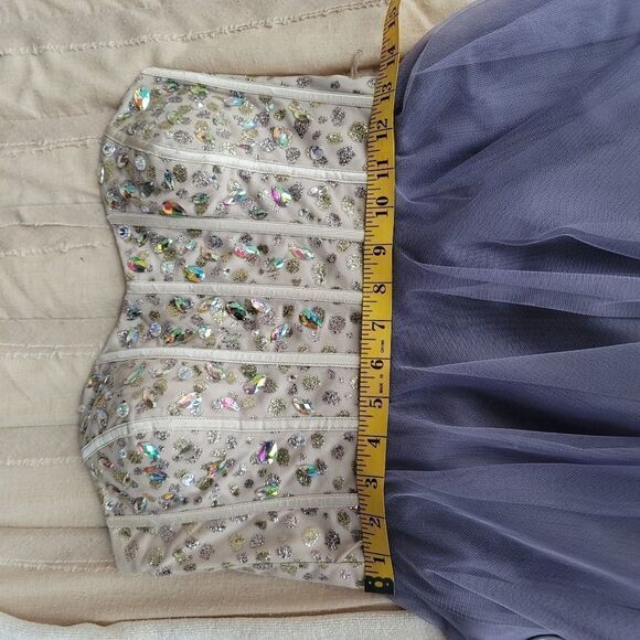 Night by Teeze Me Purple Tulle and Cream Sequin Formal Dress - Picture 9 of 9